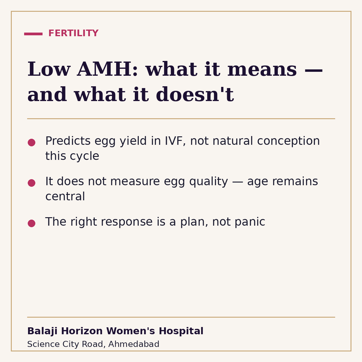 Low AMH: What It Means for Fertility and IVF Planning — Balaji Horizon Women's Hospital, Ahmedabad
