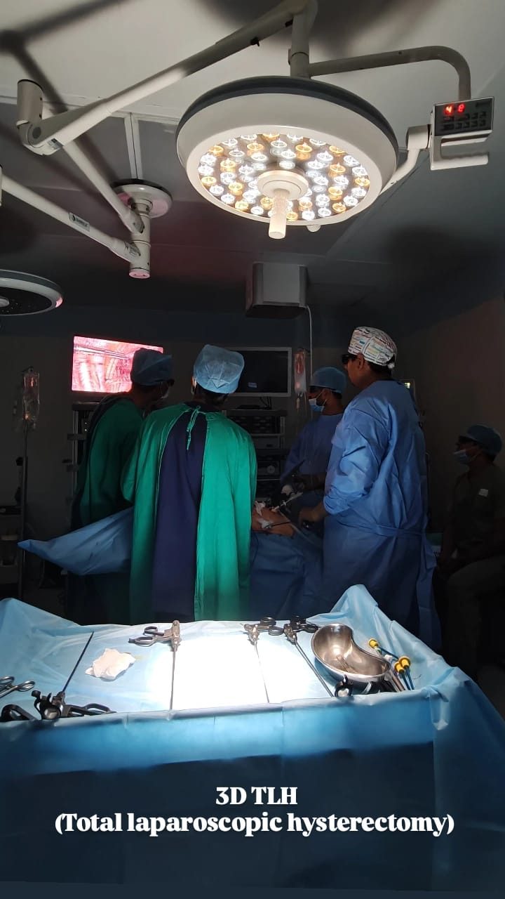 Total Laparoscopic Hysterectomy (TLH): A Complete Guide for Women Considering Surgery 1 Surgical team performing a 3D laparoscopic total hysterectomy at Balaji Horizon Women's Hospital